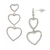 1.12 Cts. 14K White Gold Diamond Heart Dangling Earrings